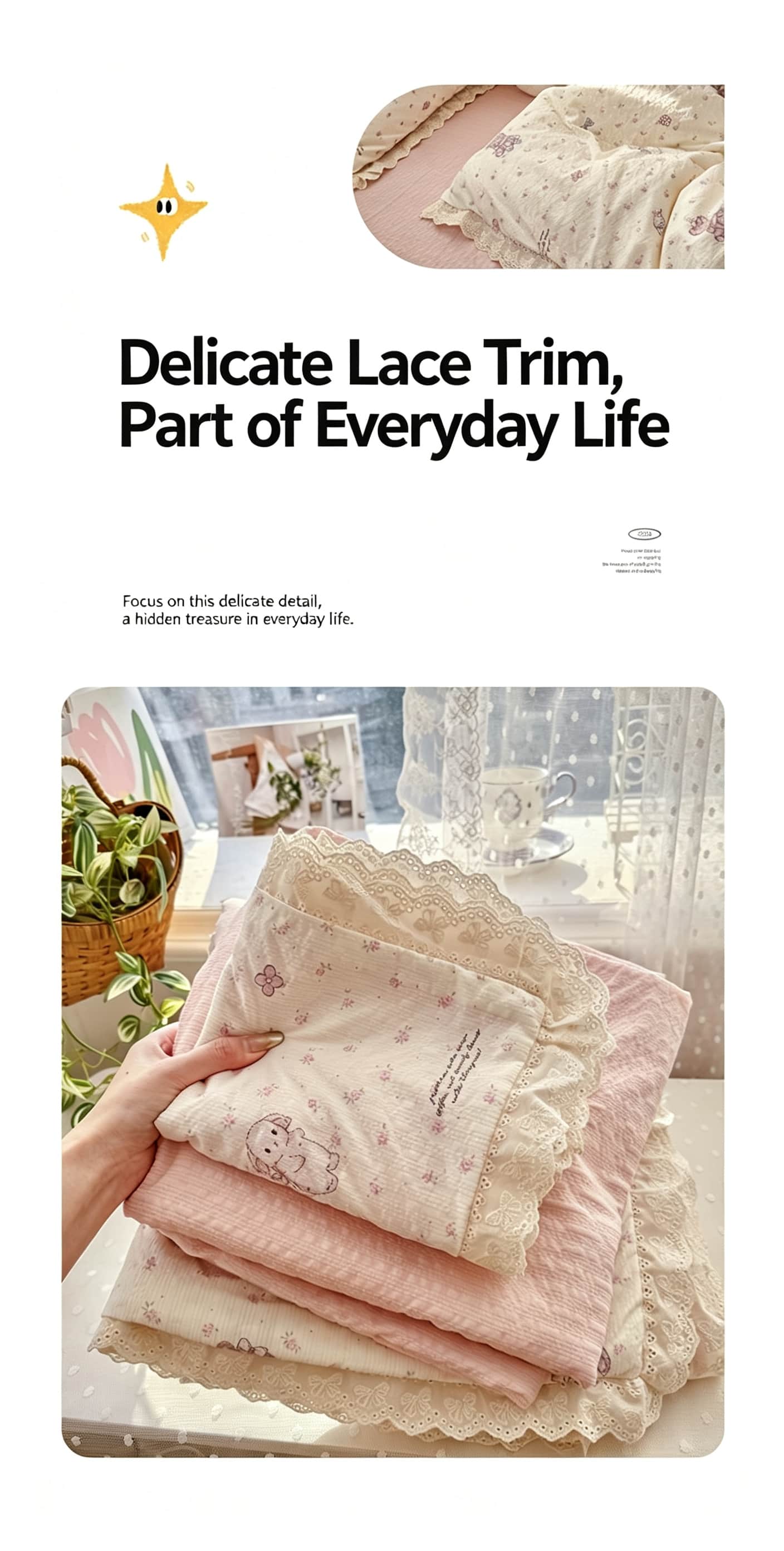 Ruffle Lace Floral Bedding Set - Aesthetic Floral Duvet Cover ulasan dan harga
