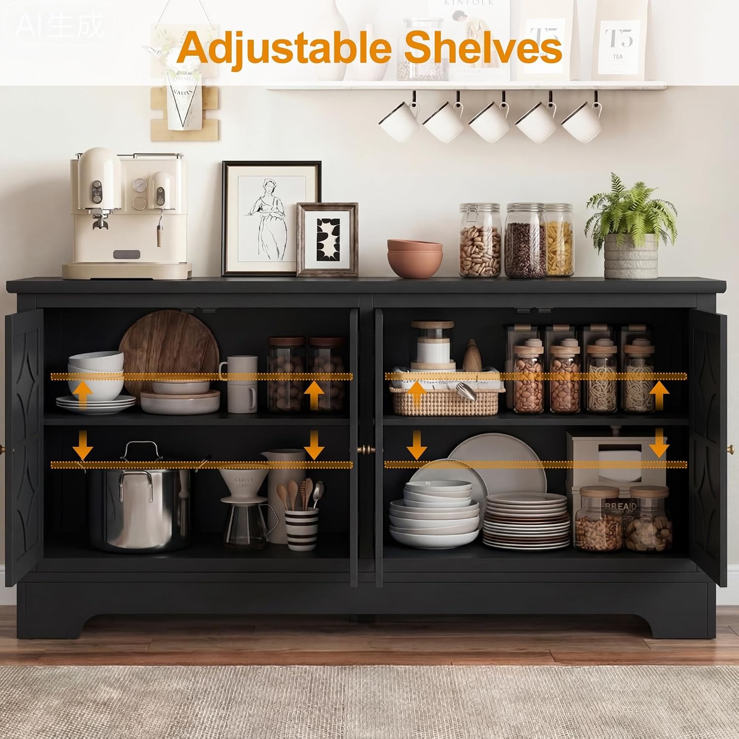 Sideboard Buffet Cabinet with  - Storage & Organization ulasan dan harga