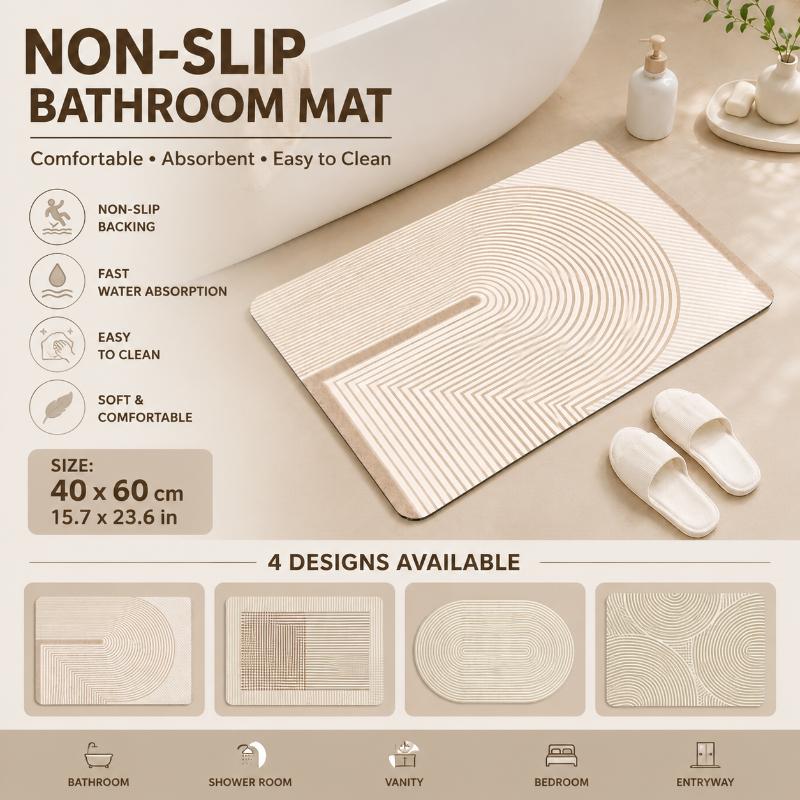 Beige Striped Diatomite Bath M - Quick Dry Diatomite Bath Mat ulasan dan harga