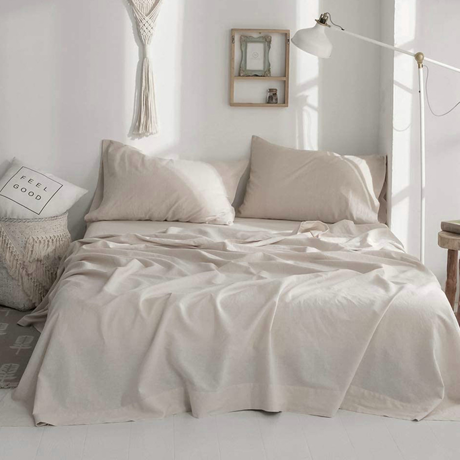 100% Linen Soft Bed Sheets, Qu - Fitted Bed Sheets Deep Pocket ulasan dan harga