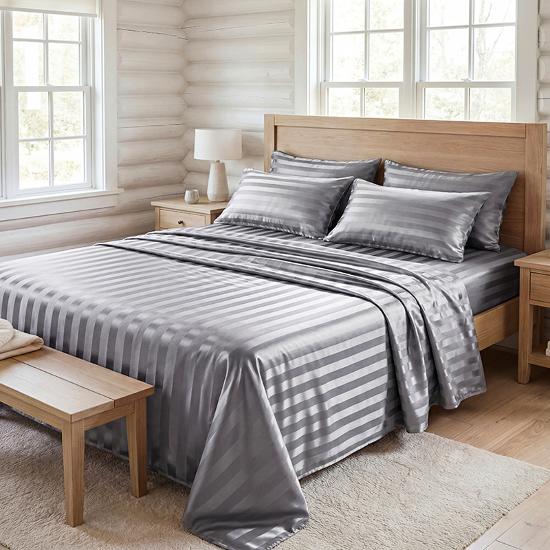 Wrinkle Resistant Striped Sati - Fitted Bed Sheets Deep Pocket ulasan dan harga