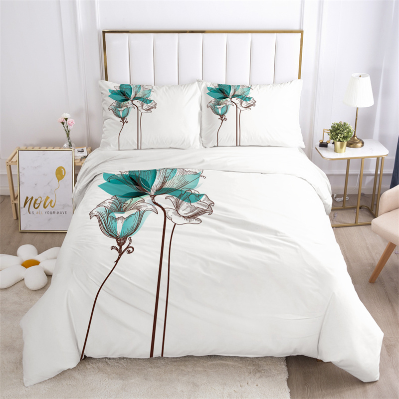 Floral Leaves Bedding Set Micr - Aesthetic Floral Duvet Cover ulasan dan harga