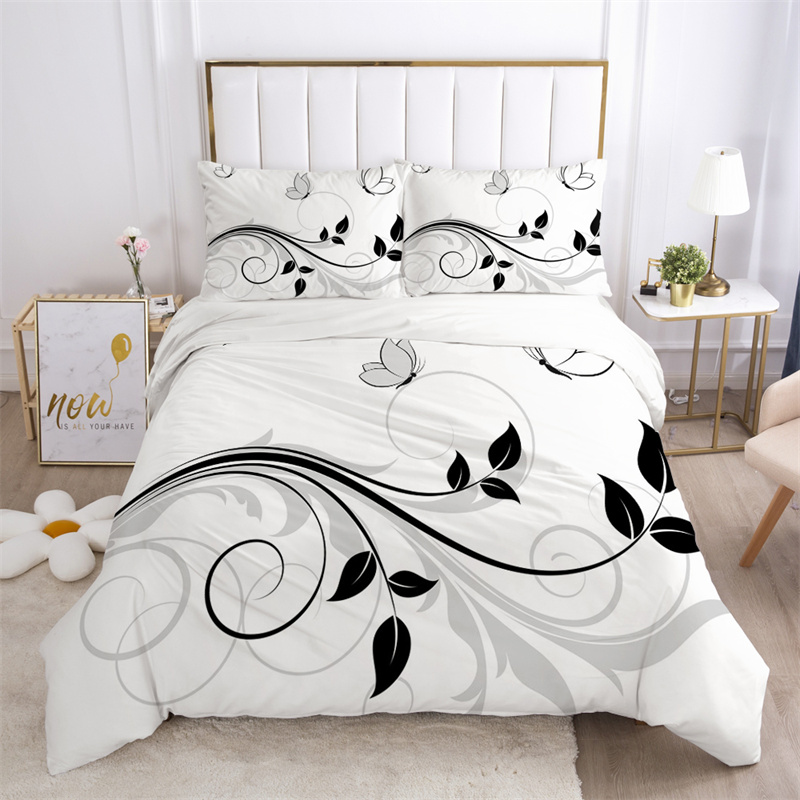 Floral Leaves Bedding Set Micr - Aesthetic Floral Duvet Cover ulasan dan harga