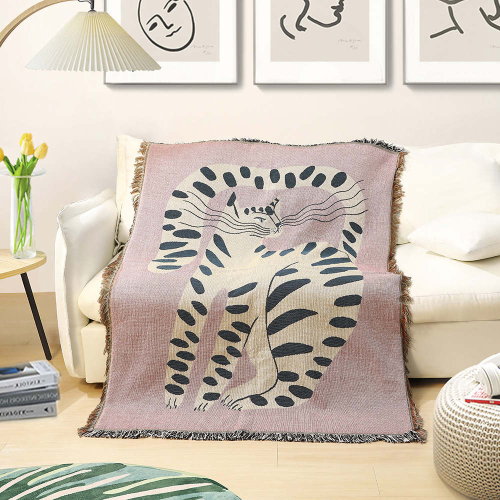 Boho Abstract Cat Jacquard Thr - Boho Throw Blanket Fringe ulasan dan harga