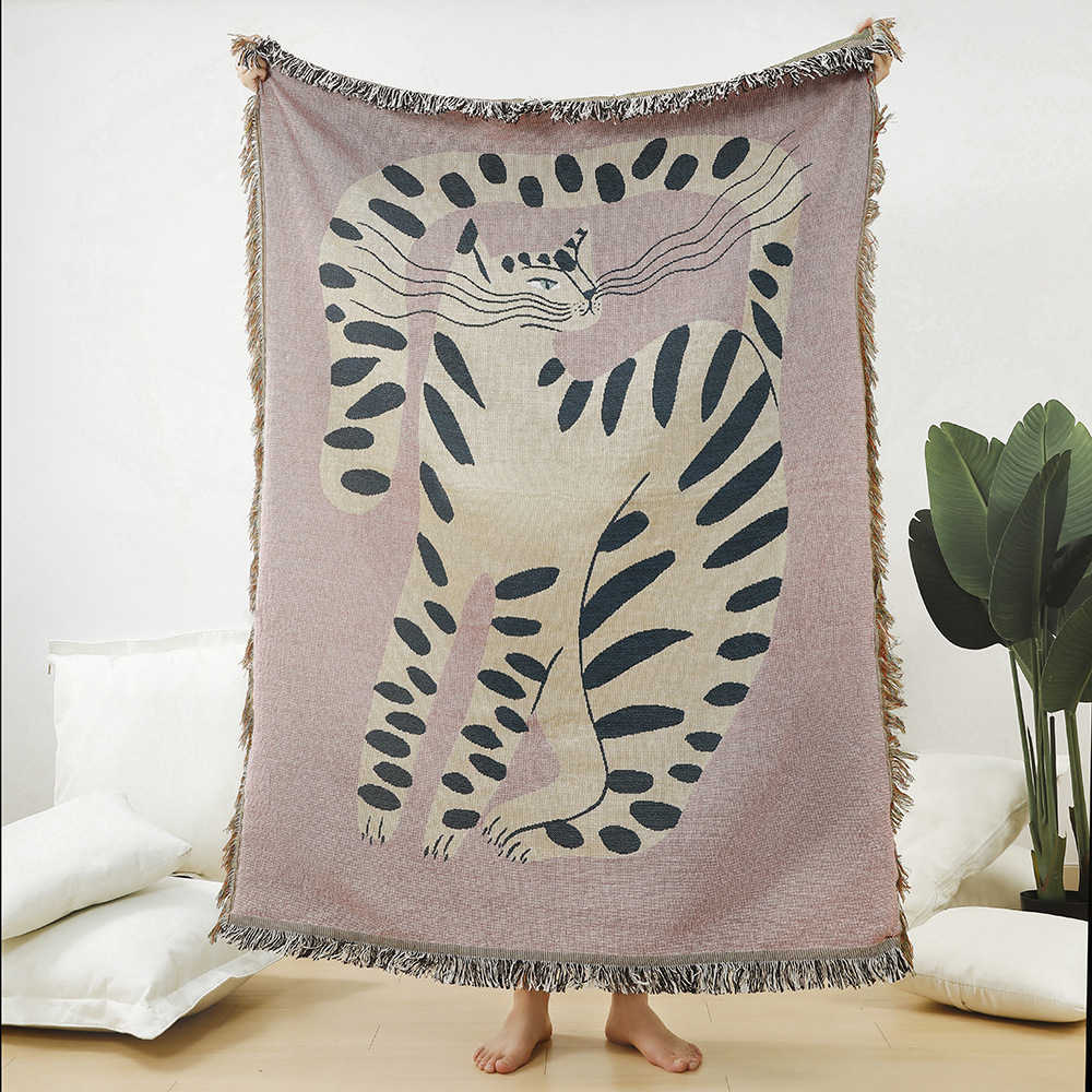 Boho Abstract Cat Jacquard Thr - Boho Throw Blanket Fringe ulasan dan harga